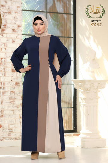 3-color Kalone Abaya in navy blue