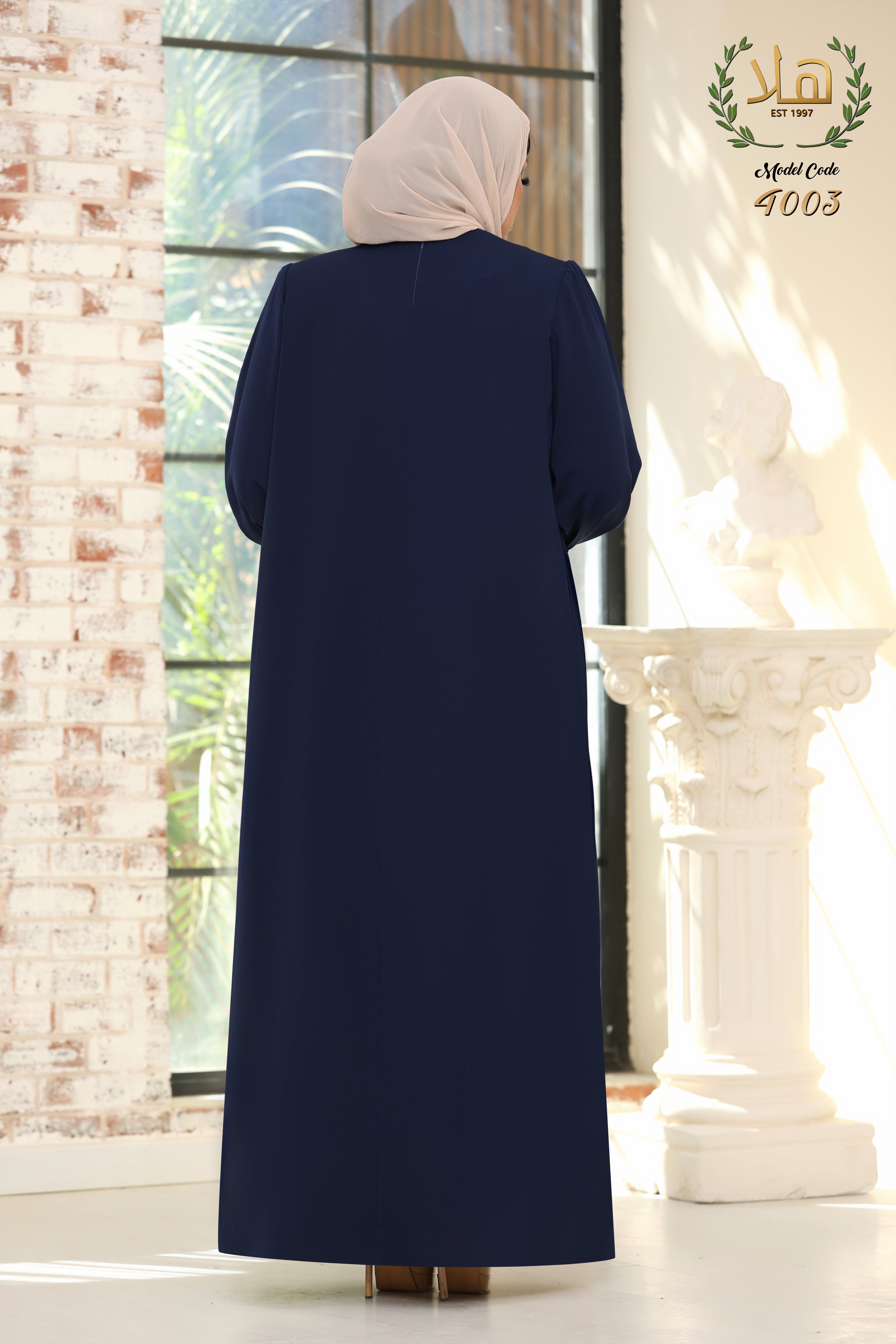 3-color Kalone Abaya in navy blue
