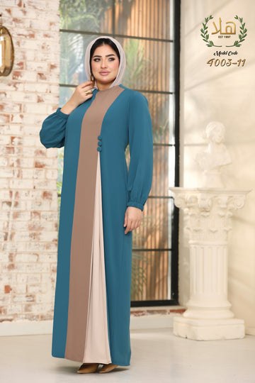 Three-color Abaya - Khaki